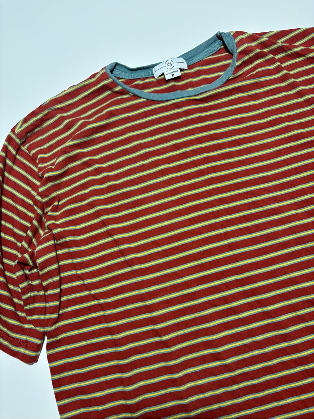 Tee Ink Burgundy Teal & Yellow Stripe Cotton Indie Skate T-Shirt